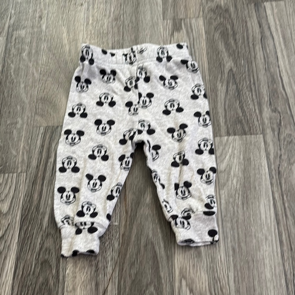 Gray Mickey Mouse Print Jogger Pants